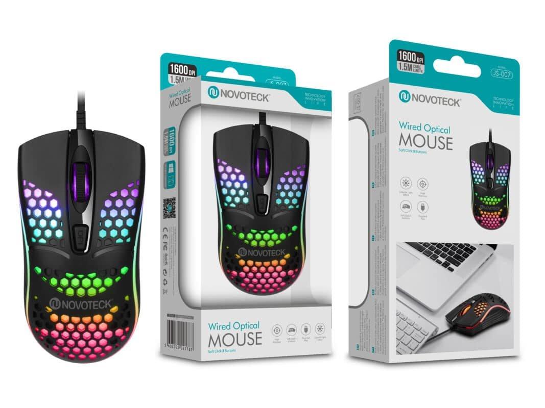 Rato Óptico Negro Mini-Perfurados com Fio JS-007