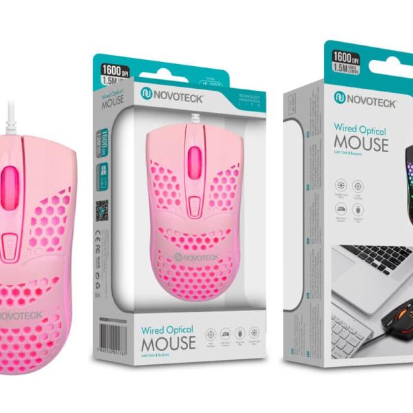 Rato Óptico Rosa Mini - Perfurados com Fio JS - 007