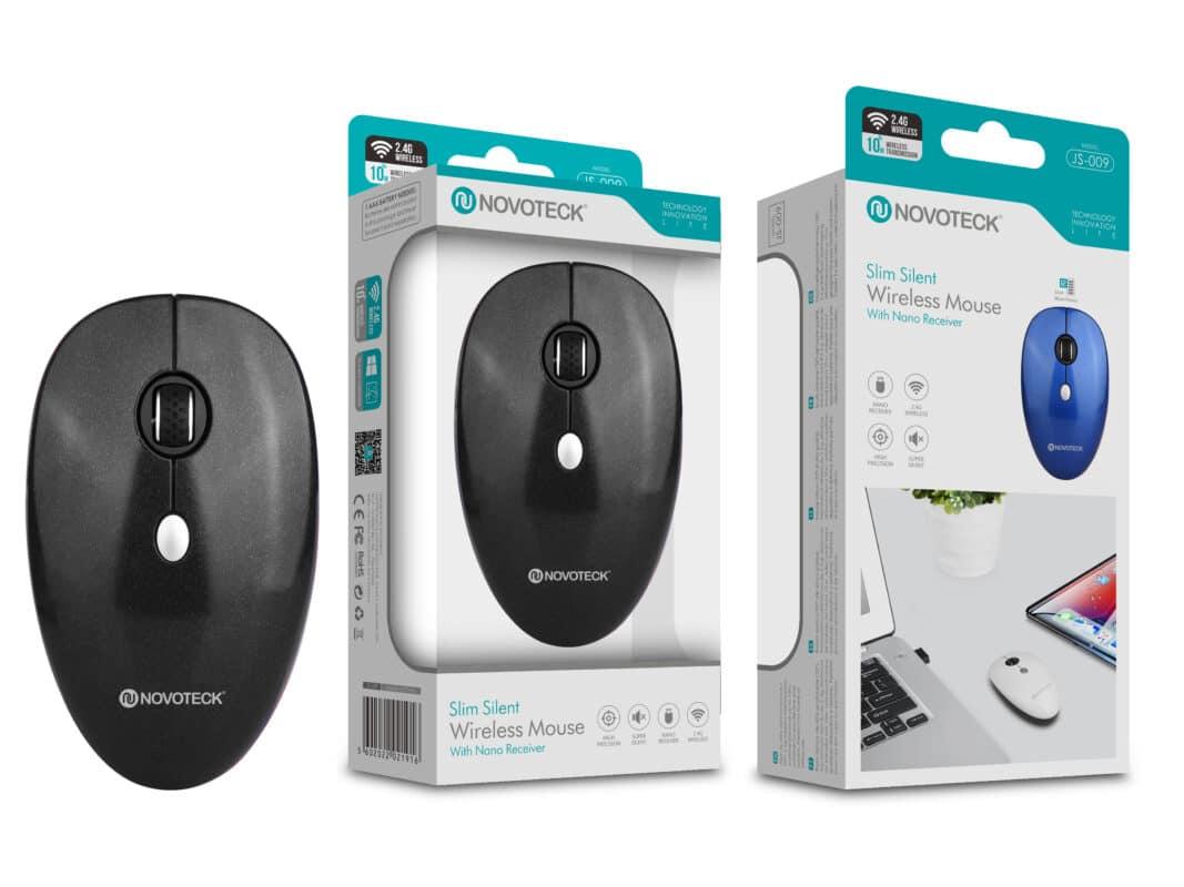 Rato Sem Fios Negro JS - 009 - Design Slim, Clique Silencioso, Receptor Nano