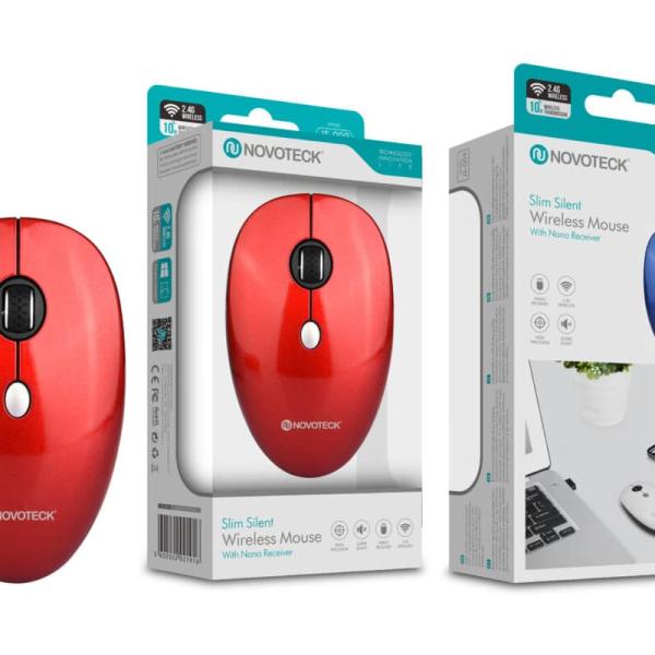 Rato Sem Fios Vermelho JS - 009 - Design Slim, Clique Silencioso, Receptor Nano