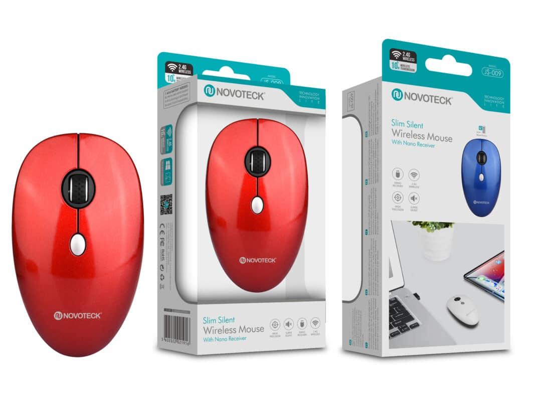 Rato Sem Fios Vermelho JS - 009 - Design Slim, Clique Silencioso, Receptor Nano