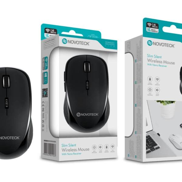 Rato Sem Fios Silencioso NOVOTECK JS - 010 - Ultrafino, Clique Silencioso, Design Elegante em Negro