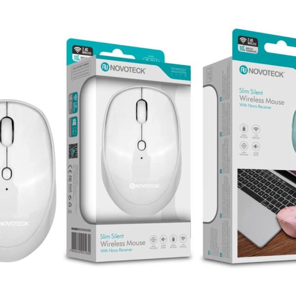 Rato Sem Fios Silencioso Branco JS - 011 - Design Slim, Operação Silenciosa