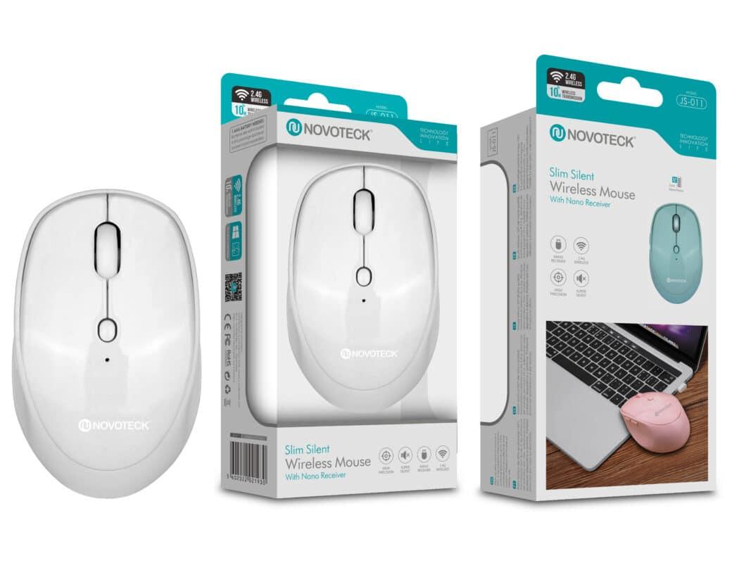 Rato Sem Fios Silencioso Branco JS - 011 - Design Slim, Operação Silenciosa