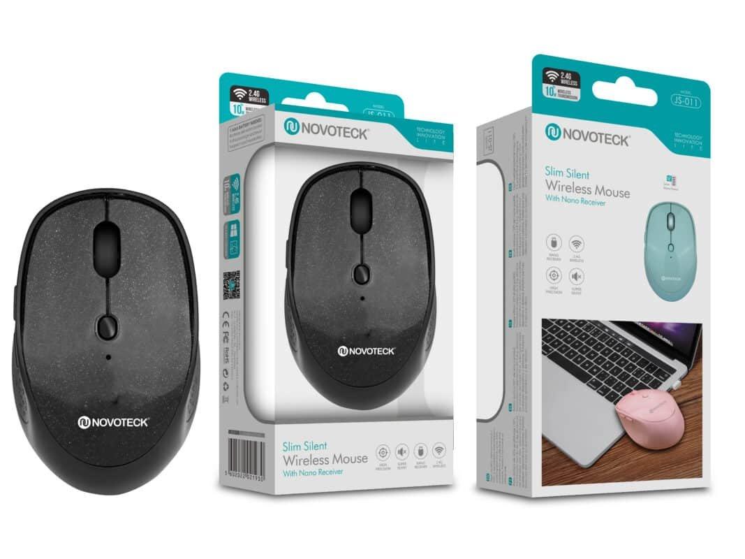 Rato Sem Fios Silencioso Negro JS-011 - Design Slim, Operação Silenciosa