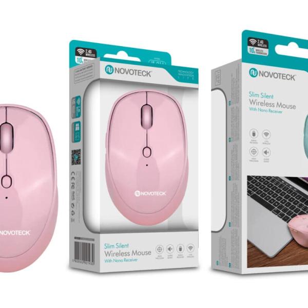 Rato Sem Fios Silencioso Rosa JS - 011 - Design Slim, Operação Silenciosa