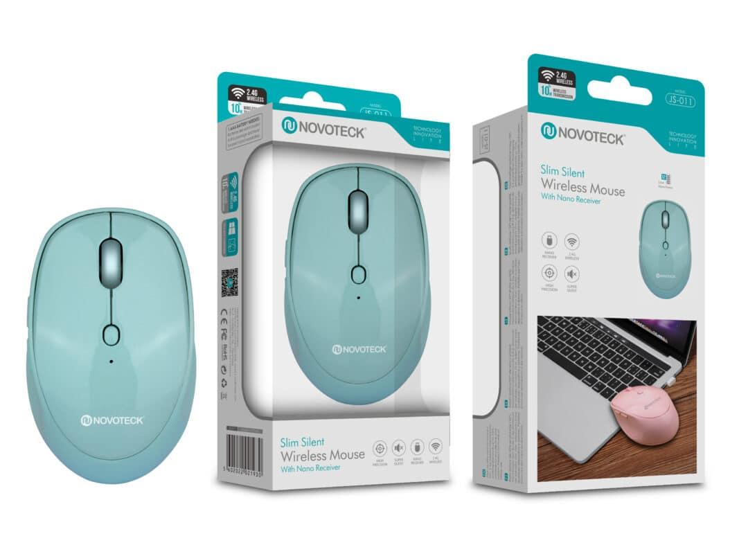 Rato Sem Fios Silencioso Verde Água JS - 011 - Design Slim, Operação Silenciosa
