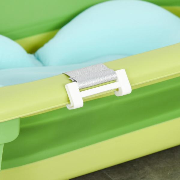 Banheira Dobrável para Bebé Recém Nascido até 3 Anos 50L com Almofada Confortável e Pés Dobráveis 80x53,9x20,8cm Verde