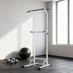 Barra de Elevações com Altura Ajustável 176,5 - 227 cm Resistente Máquina de Elevações Multifuncional Branco