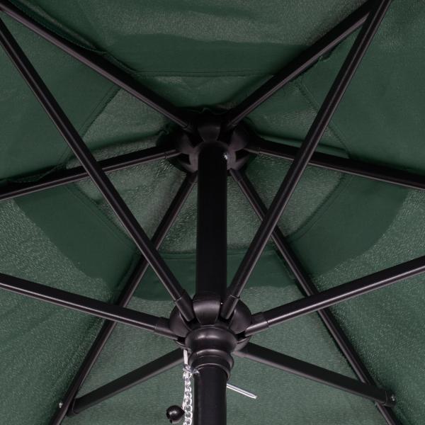 Chapéu de Sol de Jardim Ø2x2 m Chapéu de Sol com Mastro de Alumínio Manivela Teto com Ventilação Verde