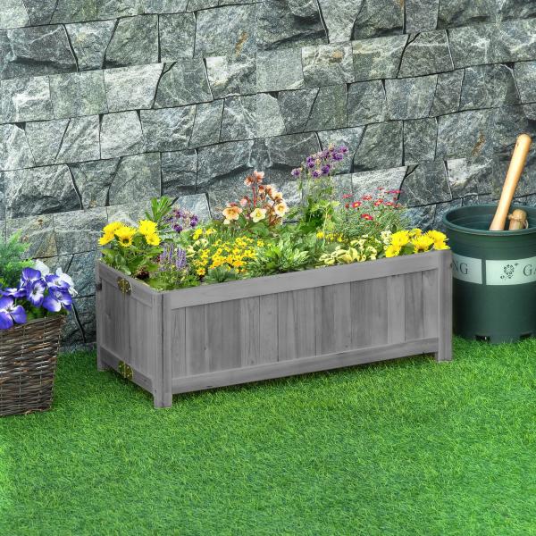 Floreira de Madeira Dobrável Floreira Elevada para Cultivo de Vegetais e Flores no Pátio Varanda Terraço 70x30x25 cm Cinzento