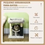 Arranhador para Gatos com 2 Postes de Arranhar Cama Plataforma em U e Escova Bola Suspensa 40x40x48 cm Cinza
