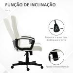 Cadeira de Escritório Giratória 360° com Encosto Alto Altura Ajustável e Função de Inclinação 65x65x102 - 112,5cm Branco creme