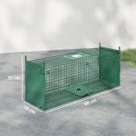 Armadilha para Animais Vivos 60x18x20 cm com 2 Portas, Pega e Estrutura em Aço para Ratos e Roedores - Verde
