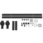 Kit de Ferragens para Porta de Correr Dobrável 122 cm para 2 Portas com Calha, Preto
