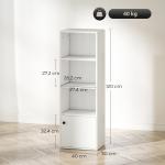 Estante de 4 Níveis Estante para Livros com Prateleiras Ajustáveis e Armário Estante Moderna 40x30x120 cm Branco