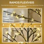 Árvore Cerejeira com 150 Luzes LED IP44 Branco Quente Árvore Decorativa com Ramos Flexíveis para Interior 17x17x150cm Preto