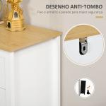 Aparador para Sala de Estar com 2 Portas de Vidro 3 Gavetas e Prateleira Ajustável para Cozinha Sala de Jantar 120x40x70 cm Branco e Madeira