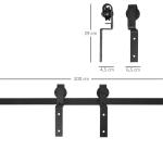 Conjunto de ferragens para porta deslizante dupla Suporta 90 kg 200 cm de comprimento Preto