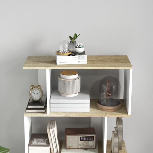 Estante para Livros Estilo Nórdico Estante com 5 Prateleiras Anti - Tombo Carga 25 kg 70x29,5x163 cm Branco e Madeira