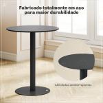 Mesa de Refeição Redonda para 2 Pessoas Mesa de Cozinha de Aço para Interior e Exterior Ø60x72 cm Preto