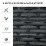 Banco Jardim Lounge Cadeira 2 Lugares Móveis para Jardim Exterior Terraço 2 Lugares Rattan Sintético Carga 320kg 122x60x87cm Estrutura Aço