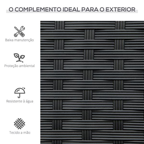 Banco Jardim Lounge Cadeira 2 Lugares Móveis para Jardim Exterior Terraço 2 Lugares Rattan Sintético Carga 320kg 122x60x87cm Estrutura Aço