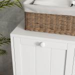 Armário de Casa de Banho com Cestos de Roupa Suja Móvel Roupa Suja com 2 Compartimentos 66x33x68 cm Branco