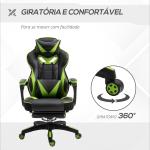 Cadeira de escritorio gaming ergonômica Altura Ajustável reclinável com apoio para pés Verde e Preto