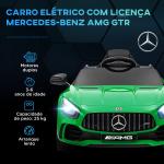 Carro Elétrico para Crianças Carro Mercedes - Benz AMG GTR com Bateria 12V Faróis Buzina e Música 108x67x46 cm Verde