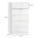 Cómoda com 5 Gavetas de Madeira Cómoda de Dormitório Cómoda Branca Estilo Moderno 55x33x80 cm Branco Brilhante