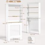 Cobre - radiador com Design Ripado, Estante de 3 Níveis, 78x19x165 cm, Branco e Carvalho