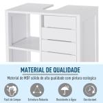 Móvel para Lavatório Pousar Suspenso com 2 Prateleiras Abertas e Armário com Prateleira Ajustável 60x30x54 cm Branco
