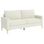 Sofá de 3 Lugares de 181 cm Estofado em Veludo com Almofadas Espessas Pernas de Metal Branco Creme