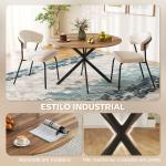 Mesa de Refeição Redonda para 4 Pessoas Mesa de Cozinha Industrial com Estrutura de Aço Ø120x75 cm Marrom