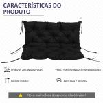 Almofada para Banco com Encosto 100x98x8 cm Almofada de Banco de 3 Lugares com 6 Cordões de Fixação para Jardim