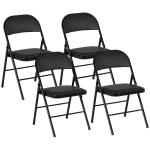 Conjunto de 4 Cadeiras Dobráveis com Encosto e Estrutura de Aço para Sala de Estar escritório Estúdio 45x46x78 cm Preto