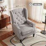 Poltrona de Sala com Apoios de Braços e Pés de Madeira Carga 160 kg para Quarto Escritório Sala de Estar 74x86x102 cm Cinzento