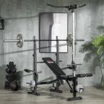 Banco de Pesos Multi Funcional Banco de Musculação Ajustável em 6 Posições 180x134x200cm Prata e Preto