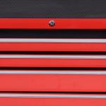 Carrinho de Ferramentas com 7 Gavetas Rodas Trava Armário de Armazenamento para Oficina de Garagem e Chapa de Aço 69x33x75 cm Vermelho