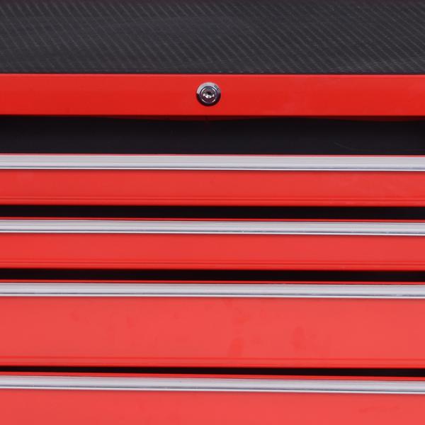 Carrinho de Ferramentas com 7 Gavetas Rodas Trava Armário de Armazenamento para Oficina de Garagem e Chapa de Aço 69x33x75 cm Vermelho