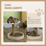Arranhador para Gato com 2 Camas Poste de Juta Brinquedo Pendurado Ø41x44 cm Marrom