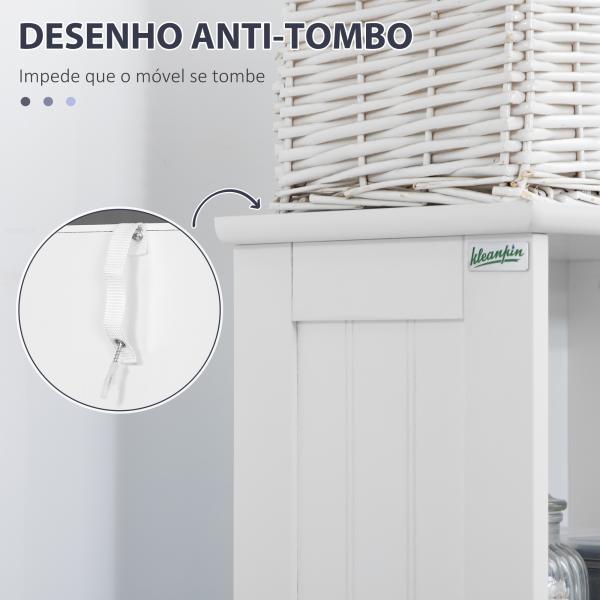 Coluna Casa de Banho com 3 Compartimentos de Armazenamento Porta e Prateleiras Ajustáveis 34x23x165 cm Branco