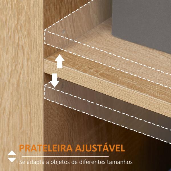 Aparador Moderno com 2 Portas 1 Gaveta e 3 Prateleiras Abertas Aparador Auxiliar de Armazenamento 80x30x96,5cm Madeira
