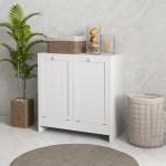 Armário de Casa de Banho com Cestos de Roupa Suja Móvel Roupa Suja com 2 Compartimentos 66x33x68 cm Branco