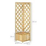 Floreira com Treliça de Madeira para Exterior, Elevada para Plantas Trepadeiras 40x40x145 cm Madeira