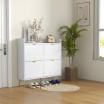 Sapateira Estreita com 4 Gavetas Basculantes e Prateleiras Ajustáveis para 16 Pares 106x24x102 cm Branco