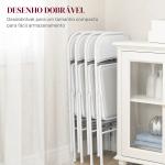 Conjunto de 4 Cadeiras Dobráveis com Encosto e Estrutura de Aço para Sala de Estar escritório Estúdio 45x46x78 cm Branco
