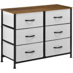 Cómoda Estilo Industrial Cómoda com 6 Gavetas de Tecido Dobrável com Pés com Almofadas Ajustáveis 80x30x62,5 cm Cinza e Marrom