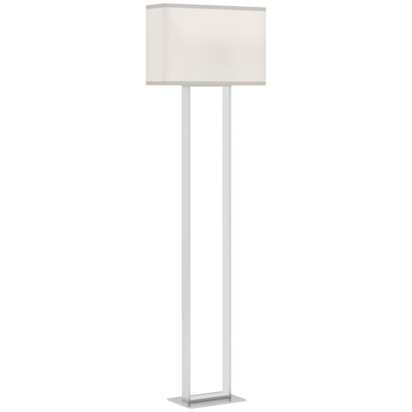 Candeeiro de Pé Moderno com Ecrã de Tecido Luz Noturna Interruptor de Pé e Base Metálica 45x15x150 cm Branco